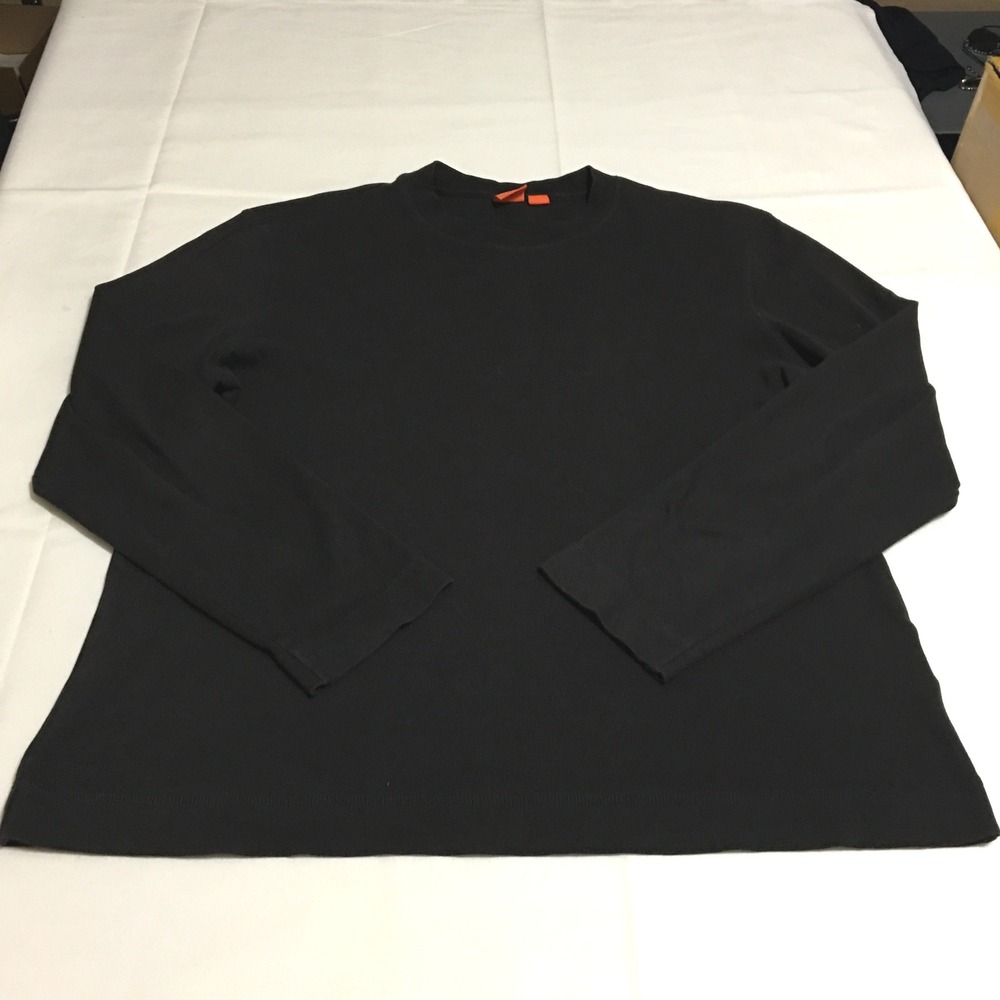 Hugo Boss Long Sleeve Shirt Mens Large Black Crew Neck